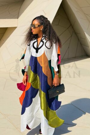 IYANGA WOMAN - Zaria Mosaic Kaftan White